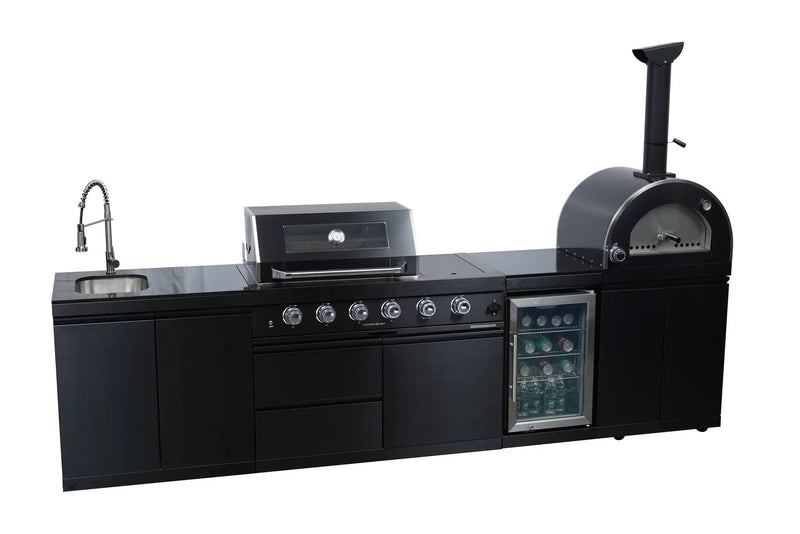 Black 125-Inch Double Stainless Steel Gas Outdoor Kitchen Barbecue Grill by HouseOfZazla