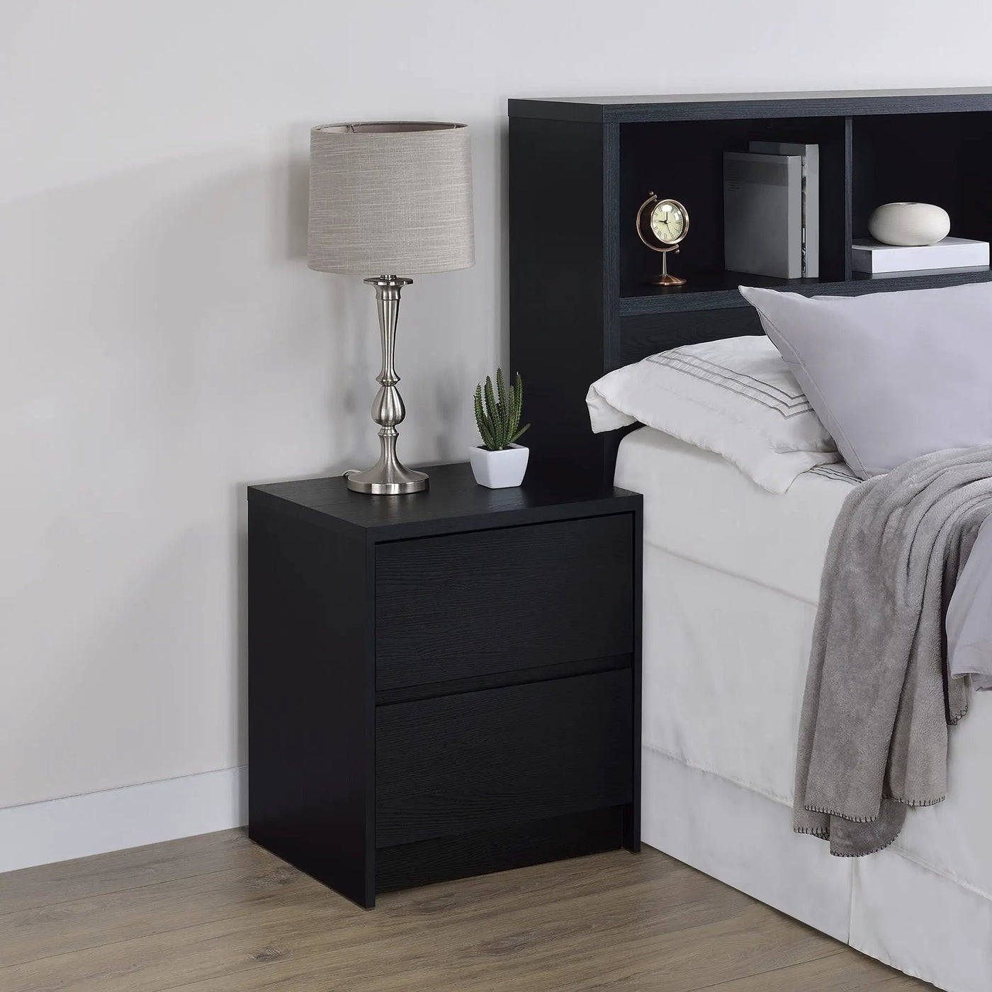 Geary - 2 Drawer Nightstand With LED Lights And USB Charging Ports by HouseOfZazla