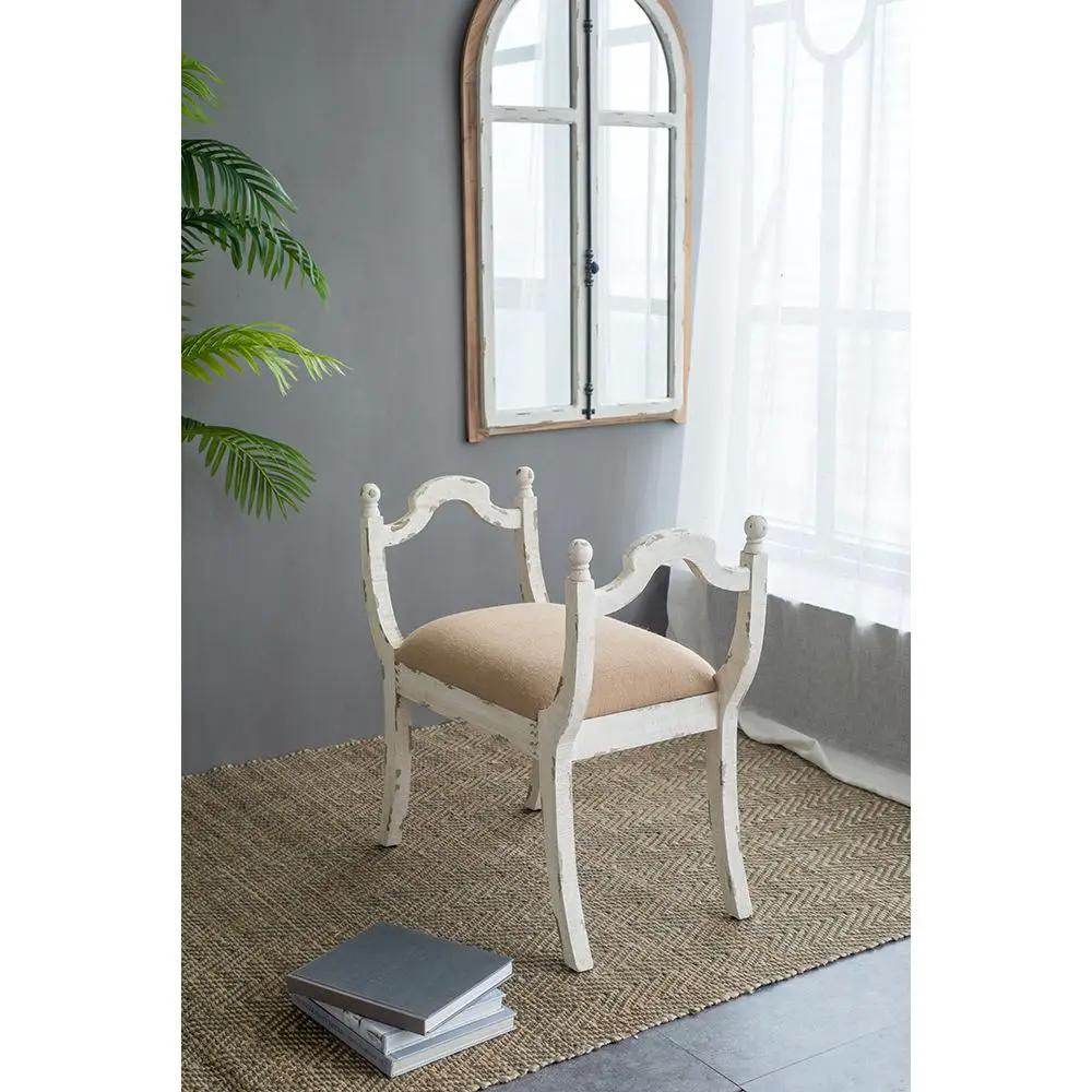 Harlow - Bench, Farmhouse / French Country Style Vanity Chair - Beige / White by Unique Piece Furniture