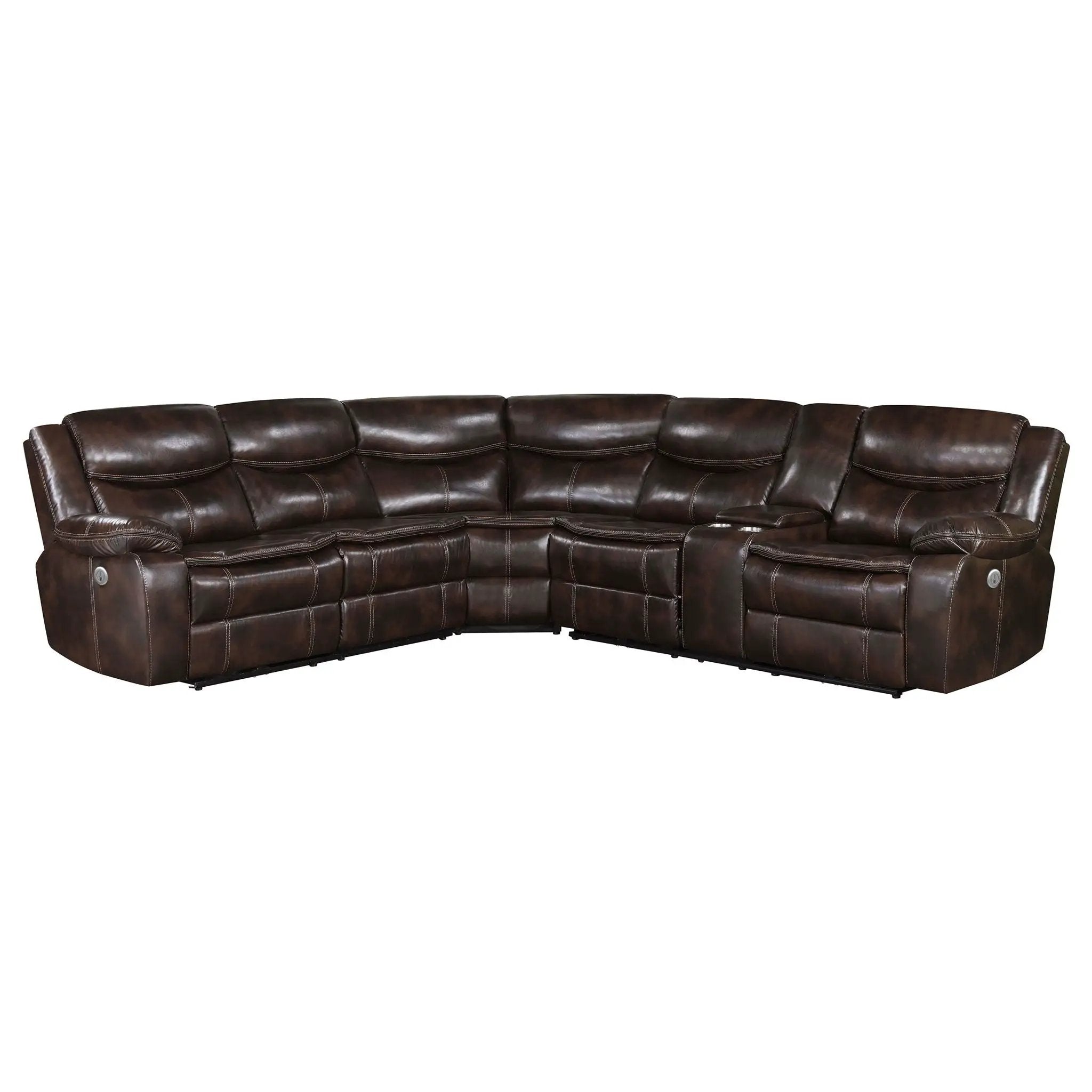 Sycamore Upholstered Power Reclining Sectional Sofa Brown by Unique Piece Furniture