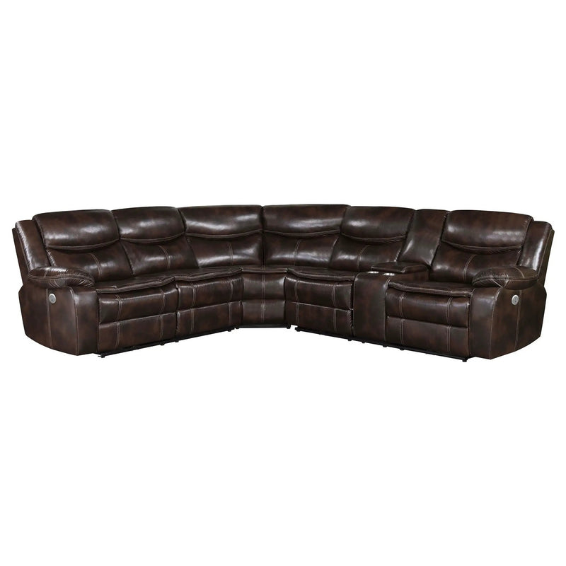 Sycamore Upholstered Power Reclining Sectional Sofa Brown by Unique Piece Furniture