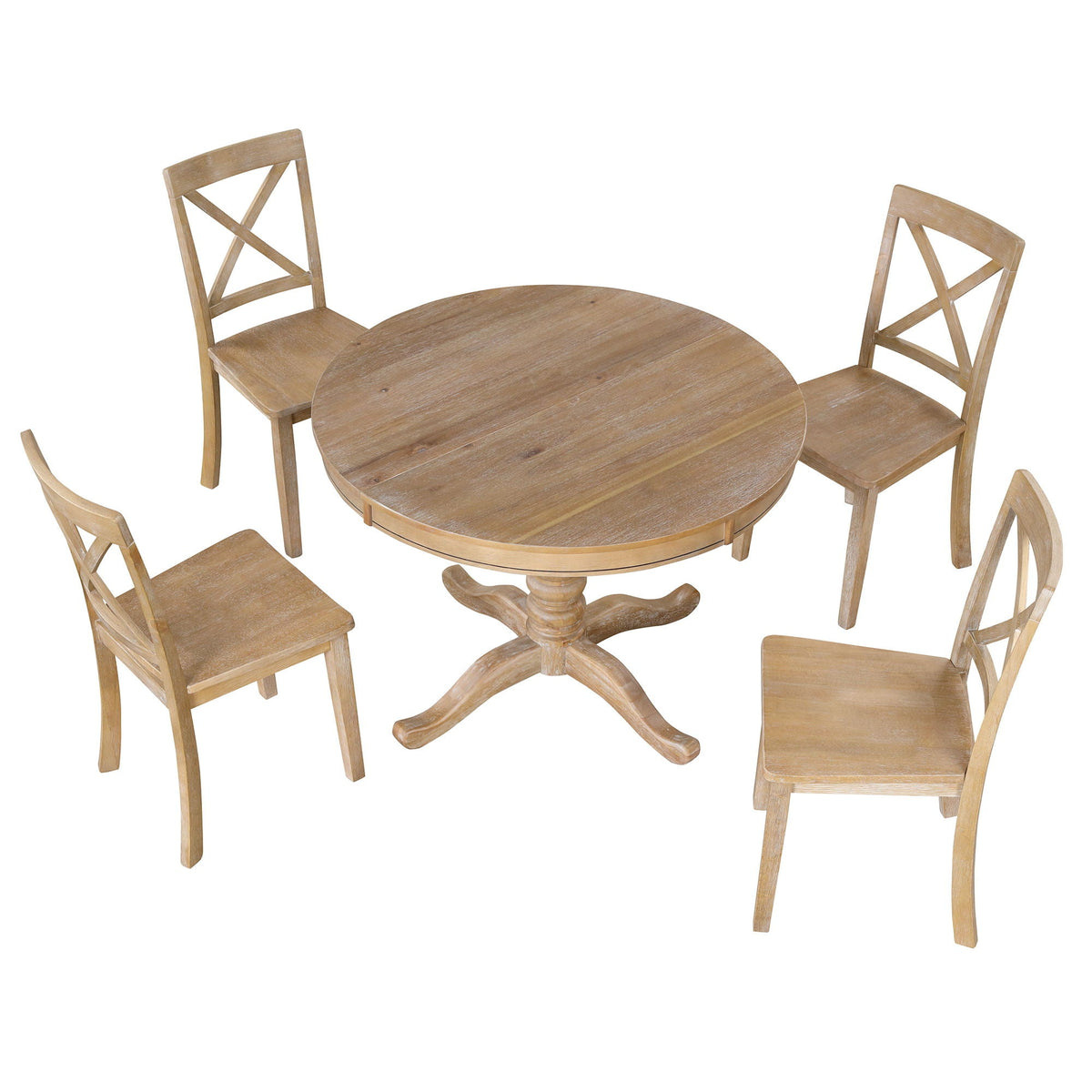 Modern Dining Table Set for 4 with Curved Back Chairs - Beige or Light Brown, photo 16 of 40