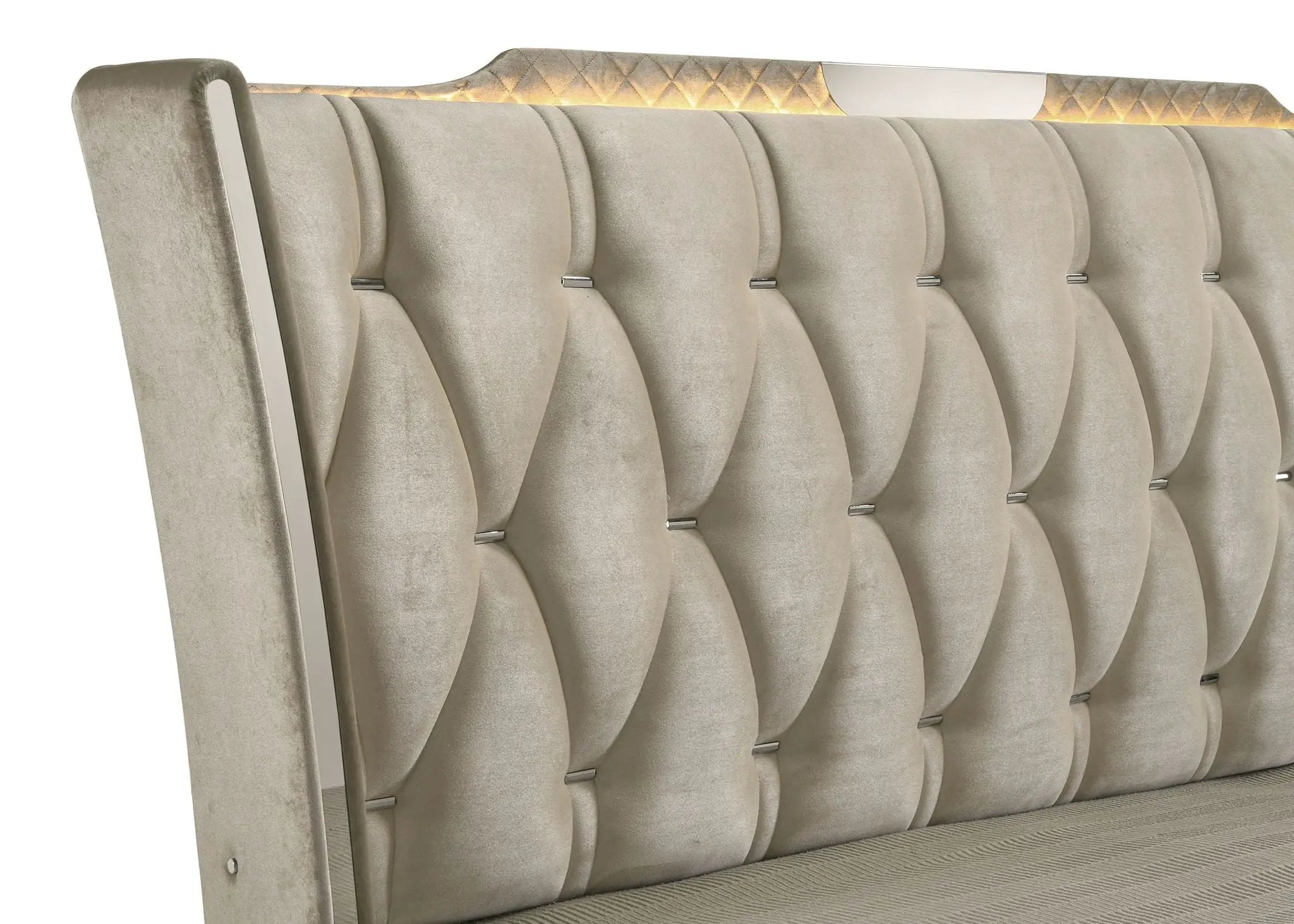 Lorient Eastern King LED Upholstered Bed Ivory and Camel by Unique Piece Furniture