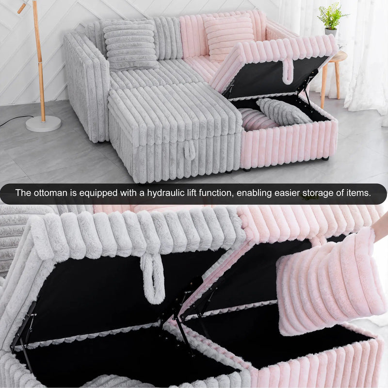 75.6" Soft Modular 2-Person Sofa with Hydraulic Lift by HouseOfZazla