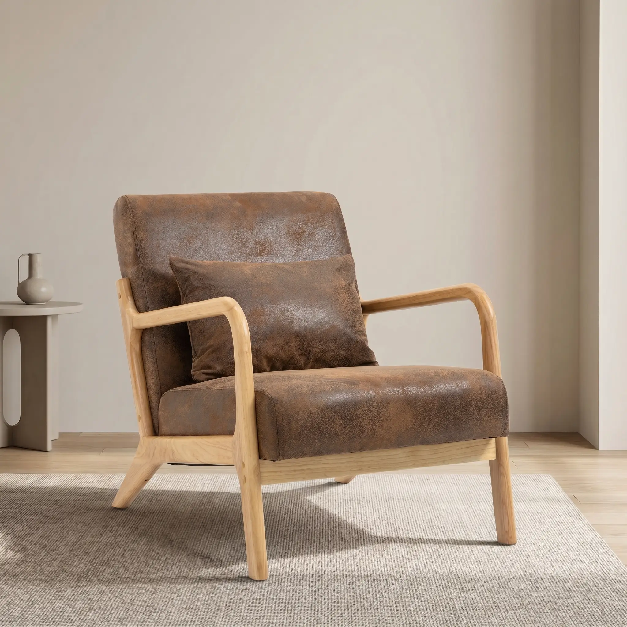 Mid Century Modern Accent Chair with Solid Wood Frame by HouseOfZazla