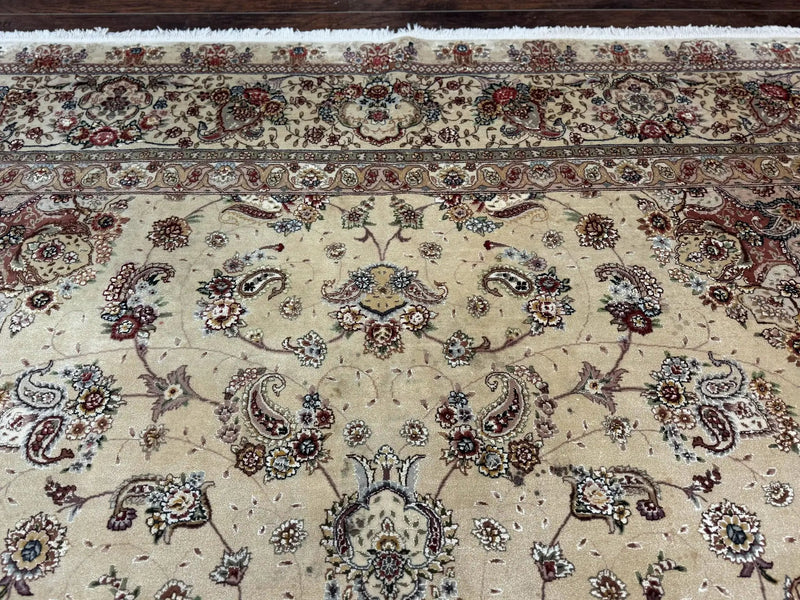 Sino Persian Rug 8x10, Wool and Silk Highlights, 290 KPSI, Floral Medallion by Jewel Rugs