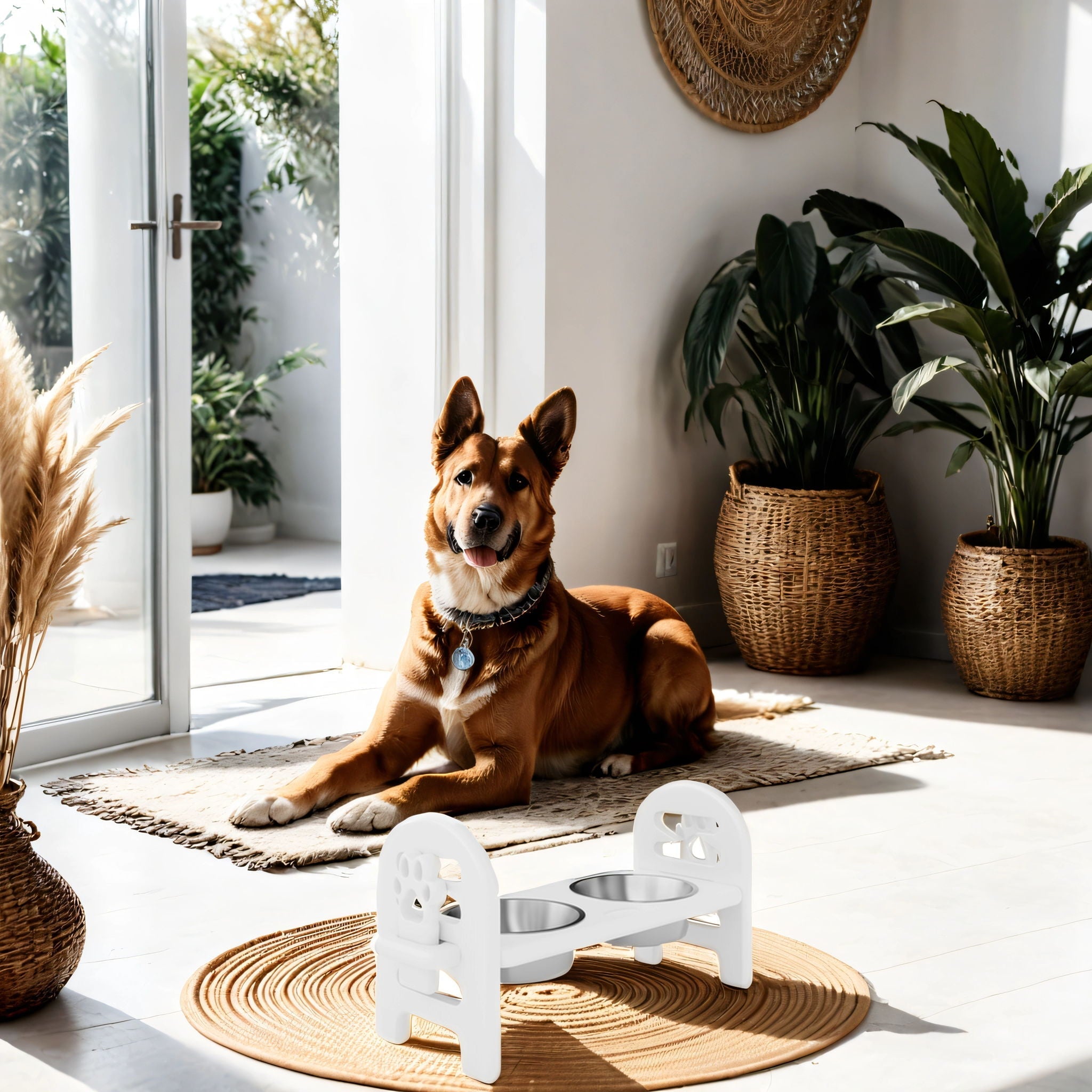 Adjustable Pet Bowl Travel Ready HDPE Durable Poly Lumber Recycled by HouseOfZazla