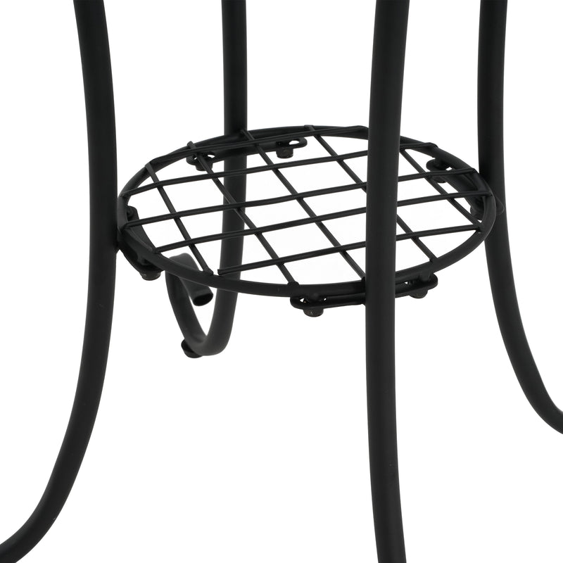Patio Side Table with Shelf, Brown and Black by HouseOfZazla