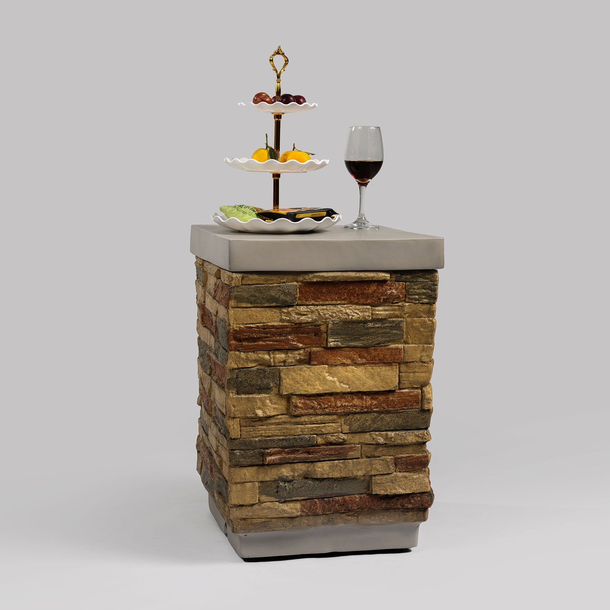 Outdoor Propane Tank Holder Fire Pit Cover Side Table - Sandstone by HouseOfZazla