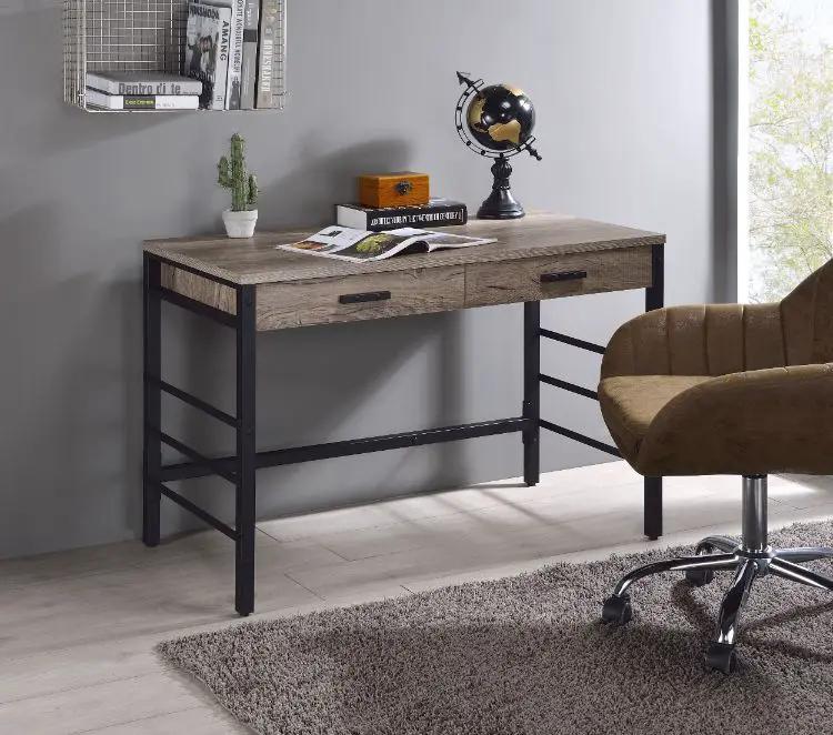 Disho - Writing Desk With USB - Light Weathered Oak & Black by Unique Piece Furniture