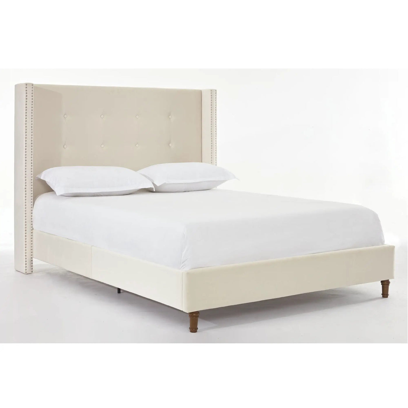 Peyton - Upholstered Bed With 54" High Headboard, Traditional Hand Buttoned Tufting by HouseOfZazla