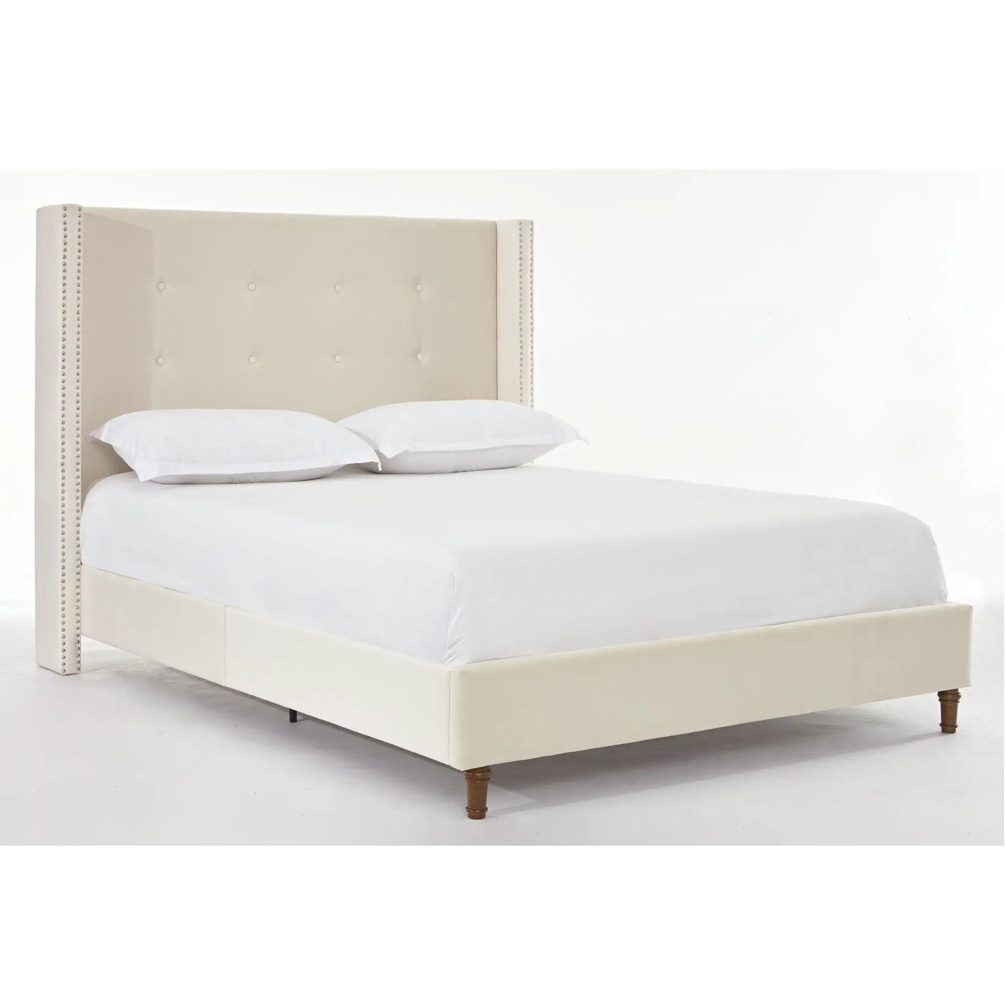 Peyton - Upholstered Bed With 54" High Headboard, Traditional Hand Buttoned Tufting by HouseOfZazla