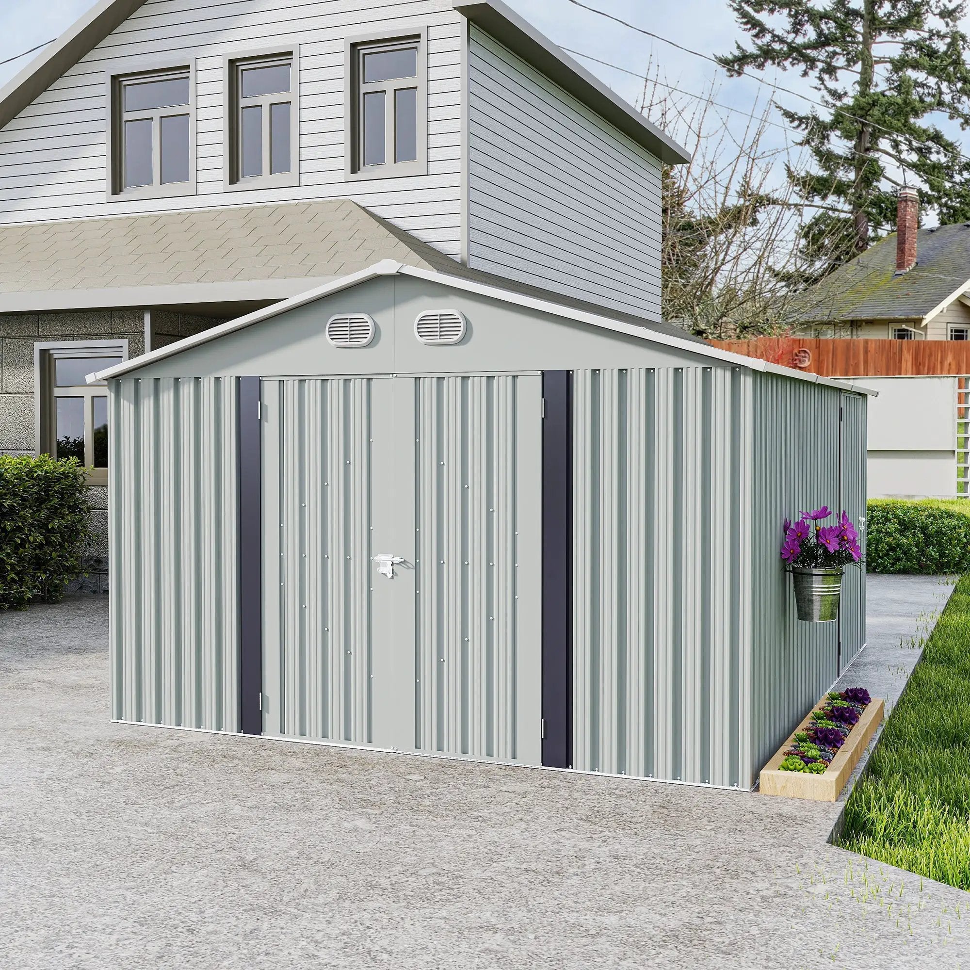 10x12 FT Outdoor Metal Storage Shed by HouseOfZazla