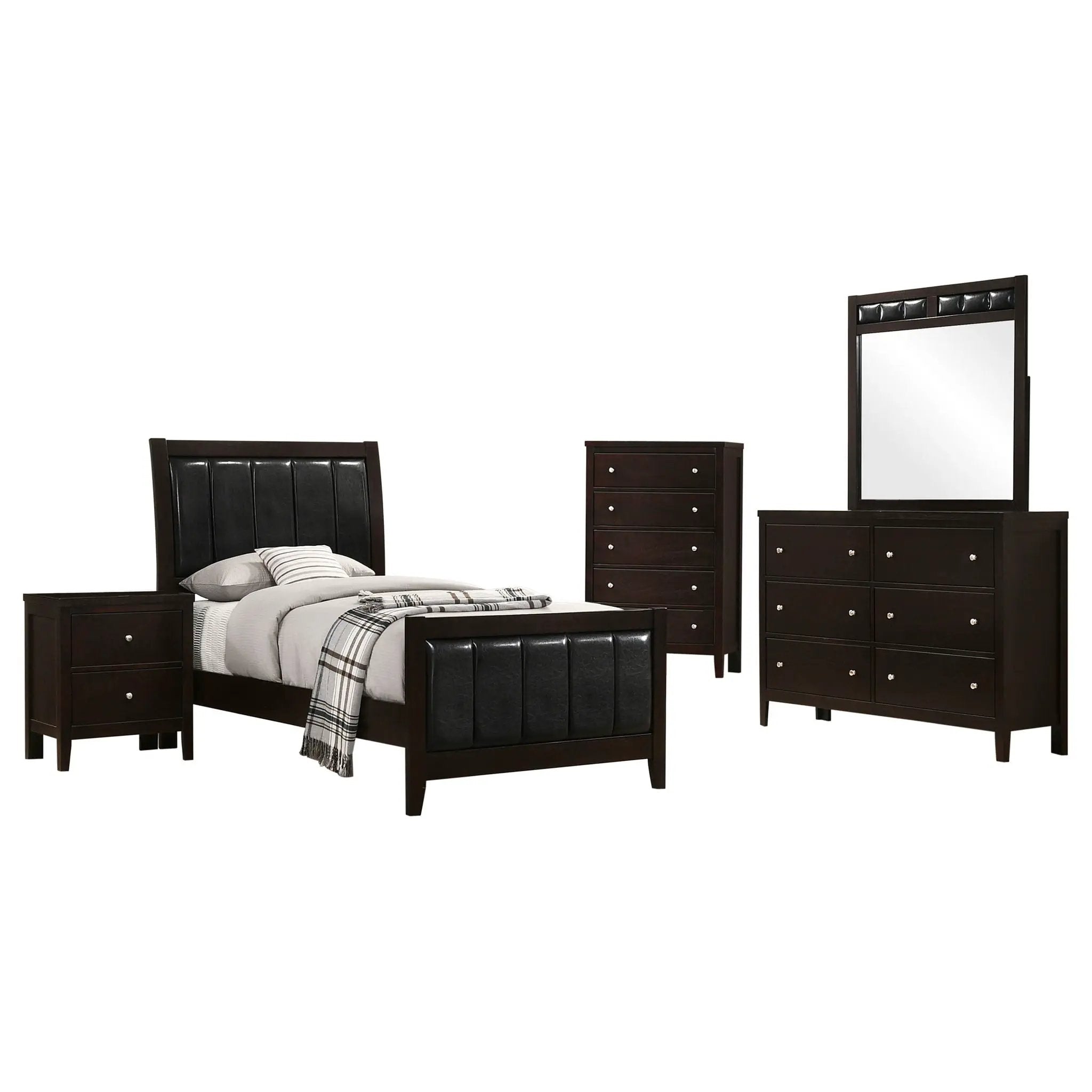 Carlton 5-piece Twin Bedroom Set Cappuccino by Unique Piece Furniture