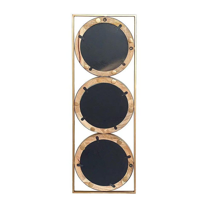 3 Mirror Piece Wall Mirror InRectangular Frame, Home Wall Decor For Bedroom Living Room - Brown by HouseOfZazla