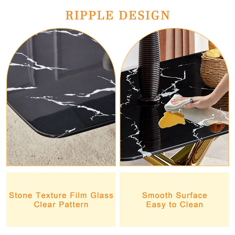Luxurious Marble Patterned Dining Table With Metal Fork Legs by Unique Piece Furniture