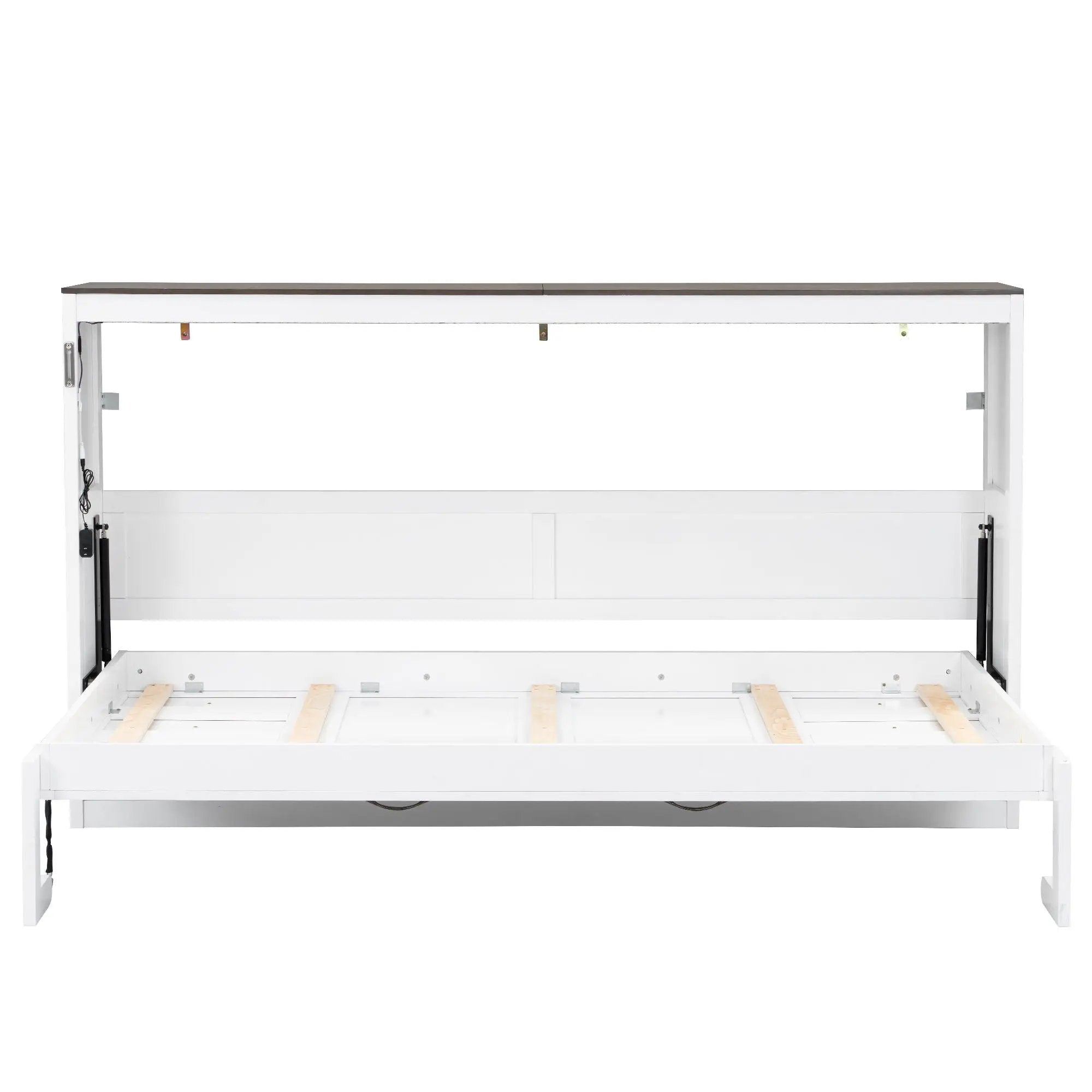 Murphy Bed With LED Light, Foldable Wall Bed Cabinet