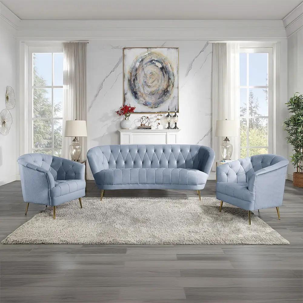 Bayram - Sofa - Light Gray Velvet by Unique Piece Furniture