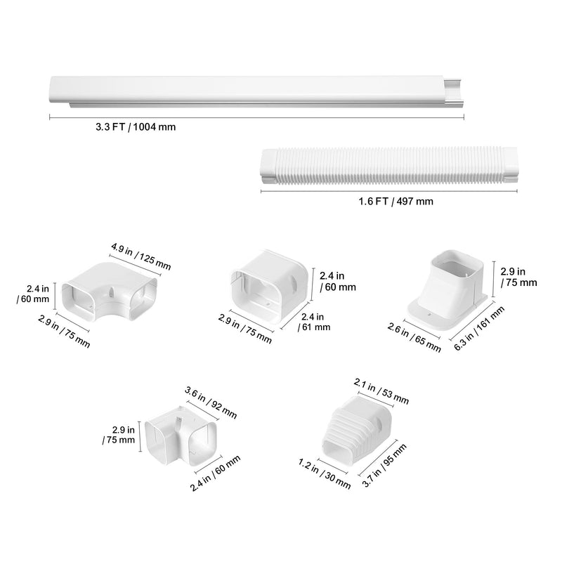 Mini Split Line Set Cover 3 Inch W x 15.8 Ft L PVC Decorative Pipe Line Cover by HouseOfZazla