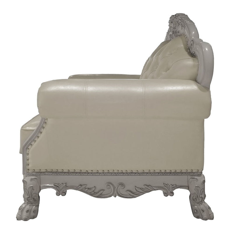 Dresden - Chair With 2 Pillows - Synthetic Leather & Bone White by Unique Piece Furniture
