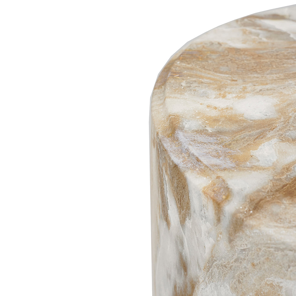 Marble-Look Stool Accent Table with Swirling Stone Finish - Beige, Green, or Black, photo 7 of 10