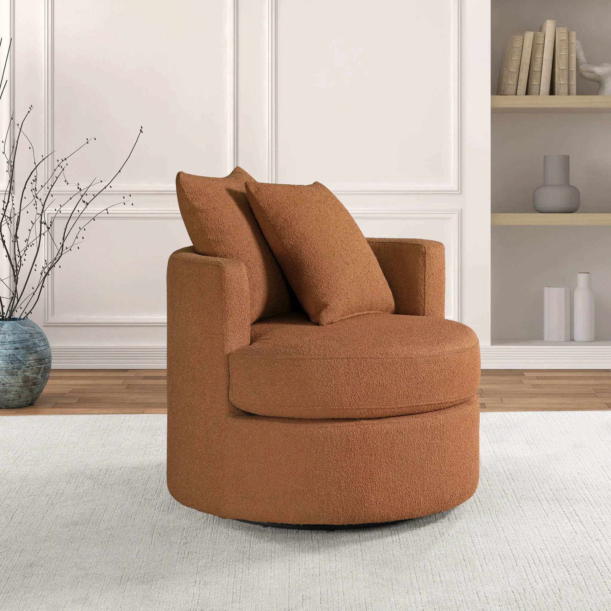 Debbie Upholstered Swivel Accent Chair Burnt Orange by Unique Piece Furniture