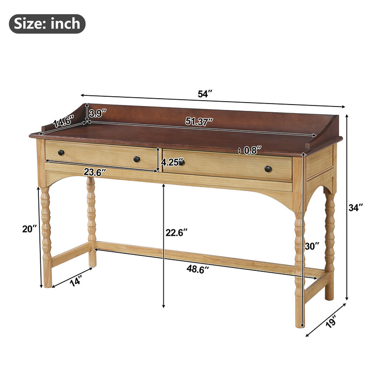54'' Wooden Writing Desk with 2 Storage Drawers, photo 2 of 9