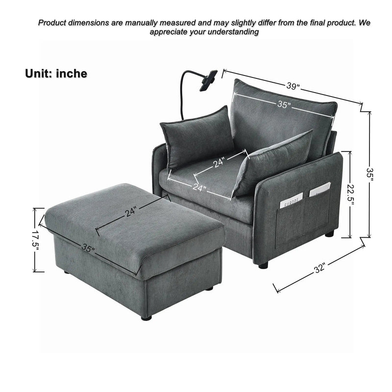 Comfy Oversized Chaise Lounge Chair With Ottoman And Storage by HouseOfZazla