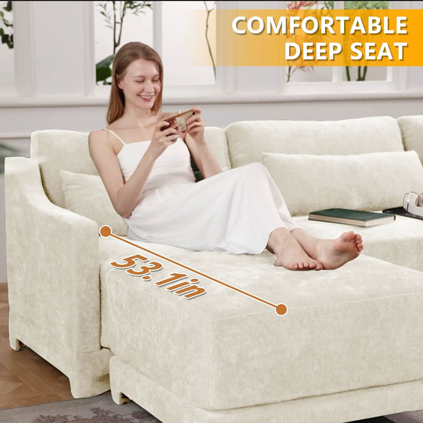 Elegant Sofa With Ergonomic Design And Lumbar Pillows by Unique Piece Furniture