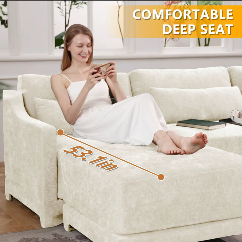 Stylish Sofa With Ottoman And Lumbar Pillows, Ergonomic Design by HouseOfZazla