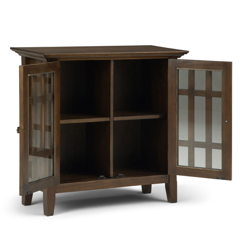 Low Storage Media Cabinet with Adjustable Shelves - Rustic Natural Aged Brown, photo 6 of 9
