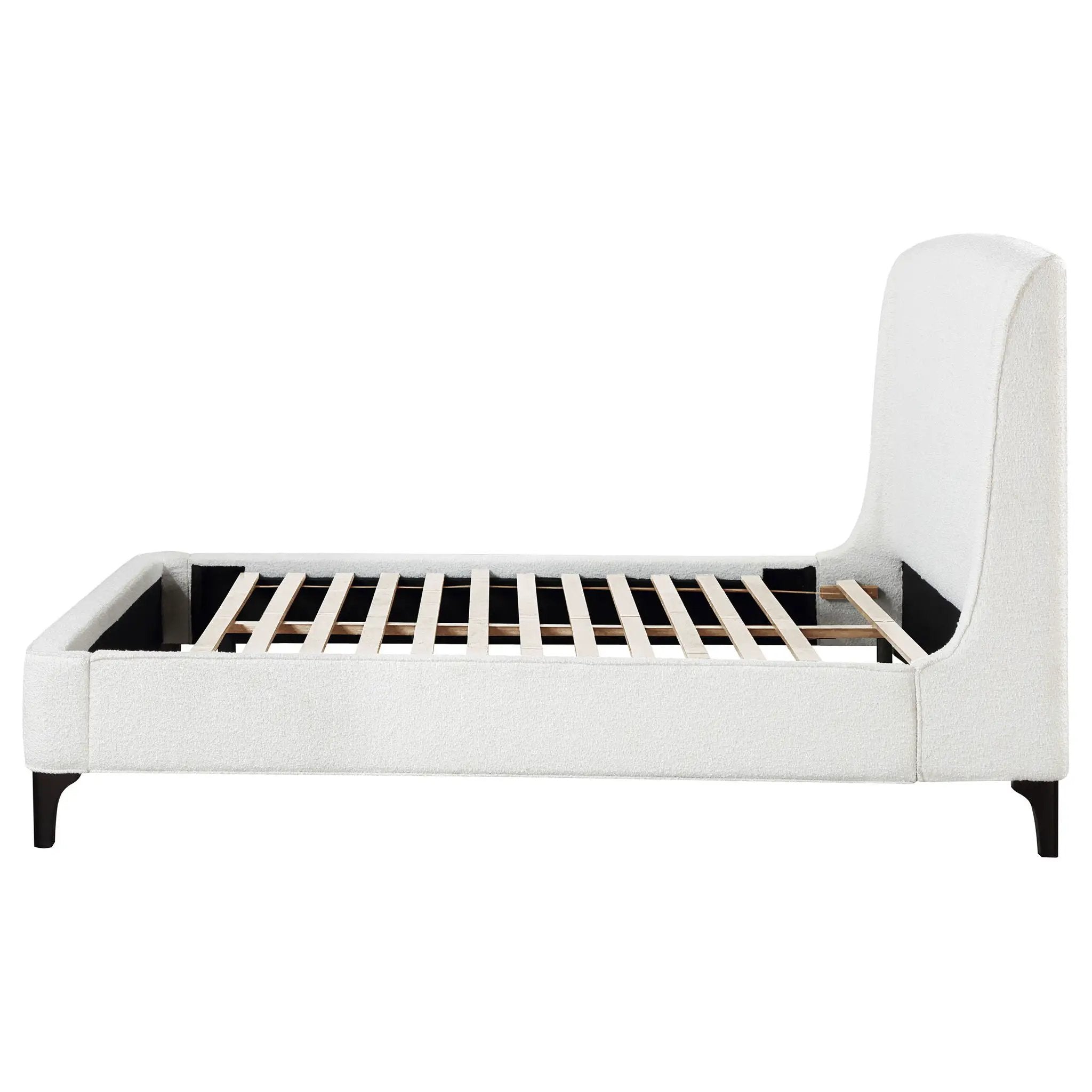 Mosby Upholstered Eastern King Wingback Bed Snow by Unique Piece Furniture