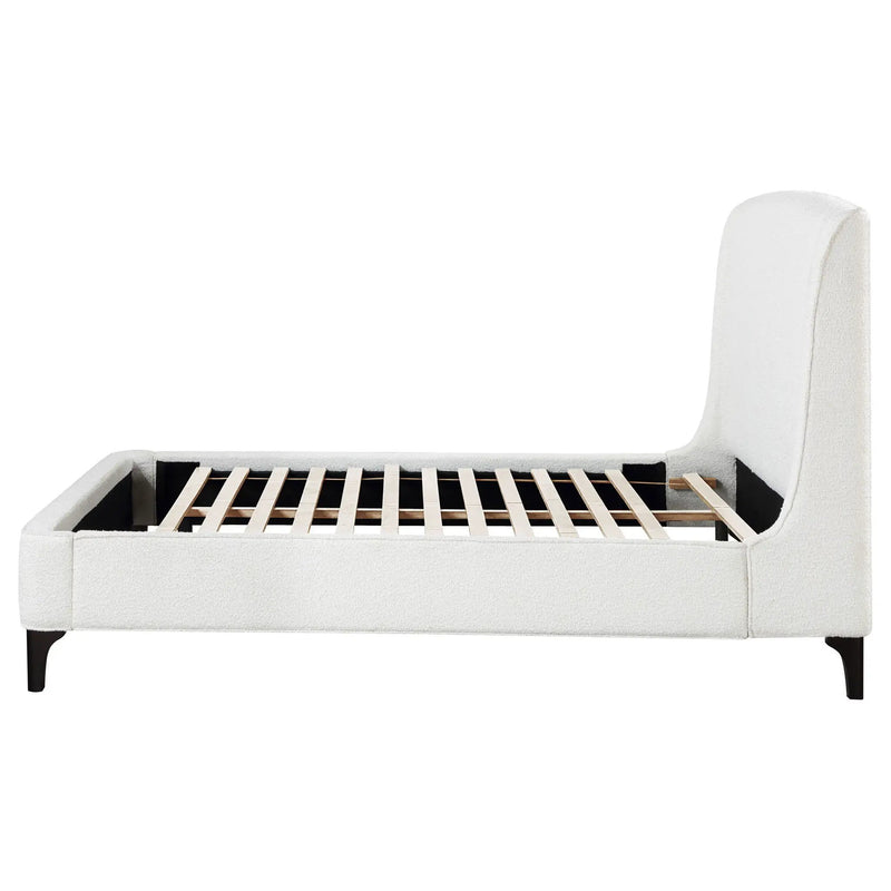 Mosby Upholstered Eastern King Wingback Bed Snow by Unique Piece Furniture