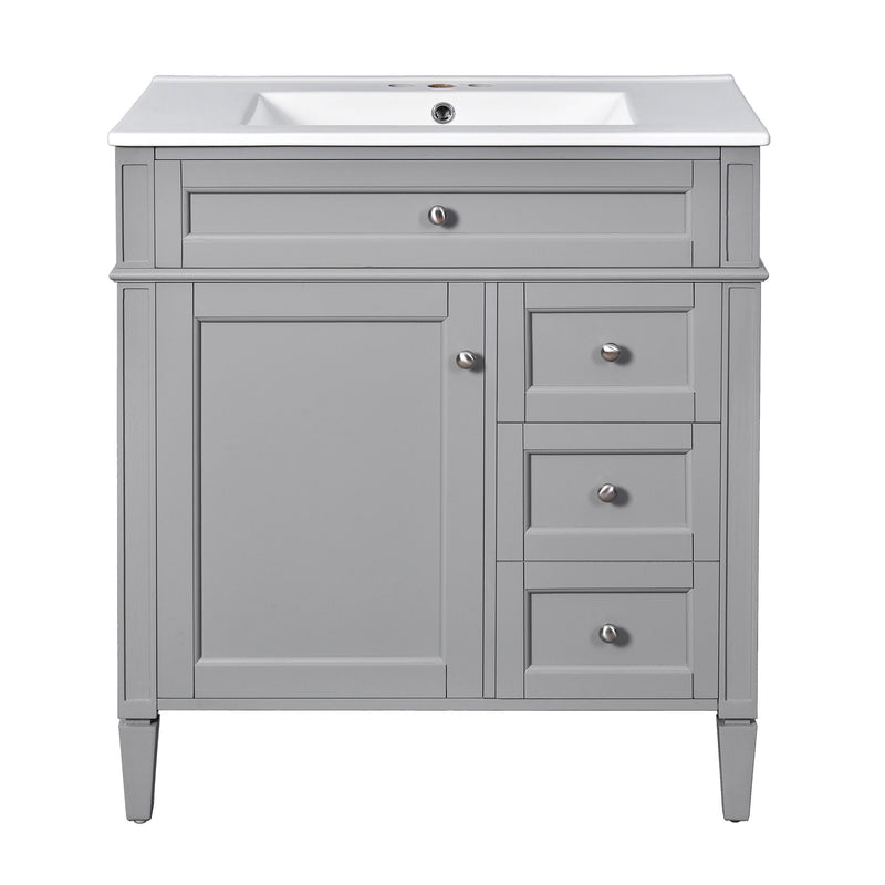 Bathroom Vanity With Top Sink, 2 Drawers & Tip Out Drawer