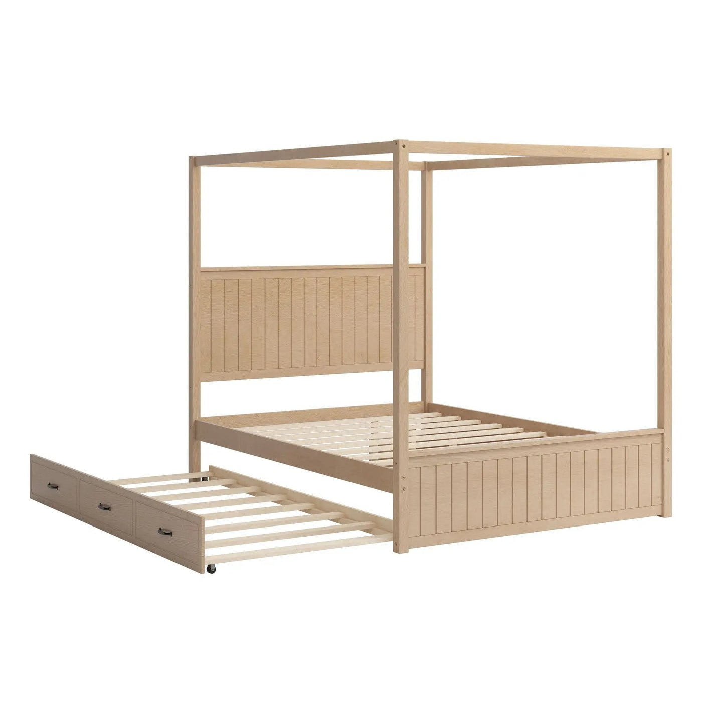 Canopy Platform Bed With Trundle And 3 Storage Drawers by HouseOfZazla