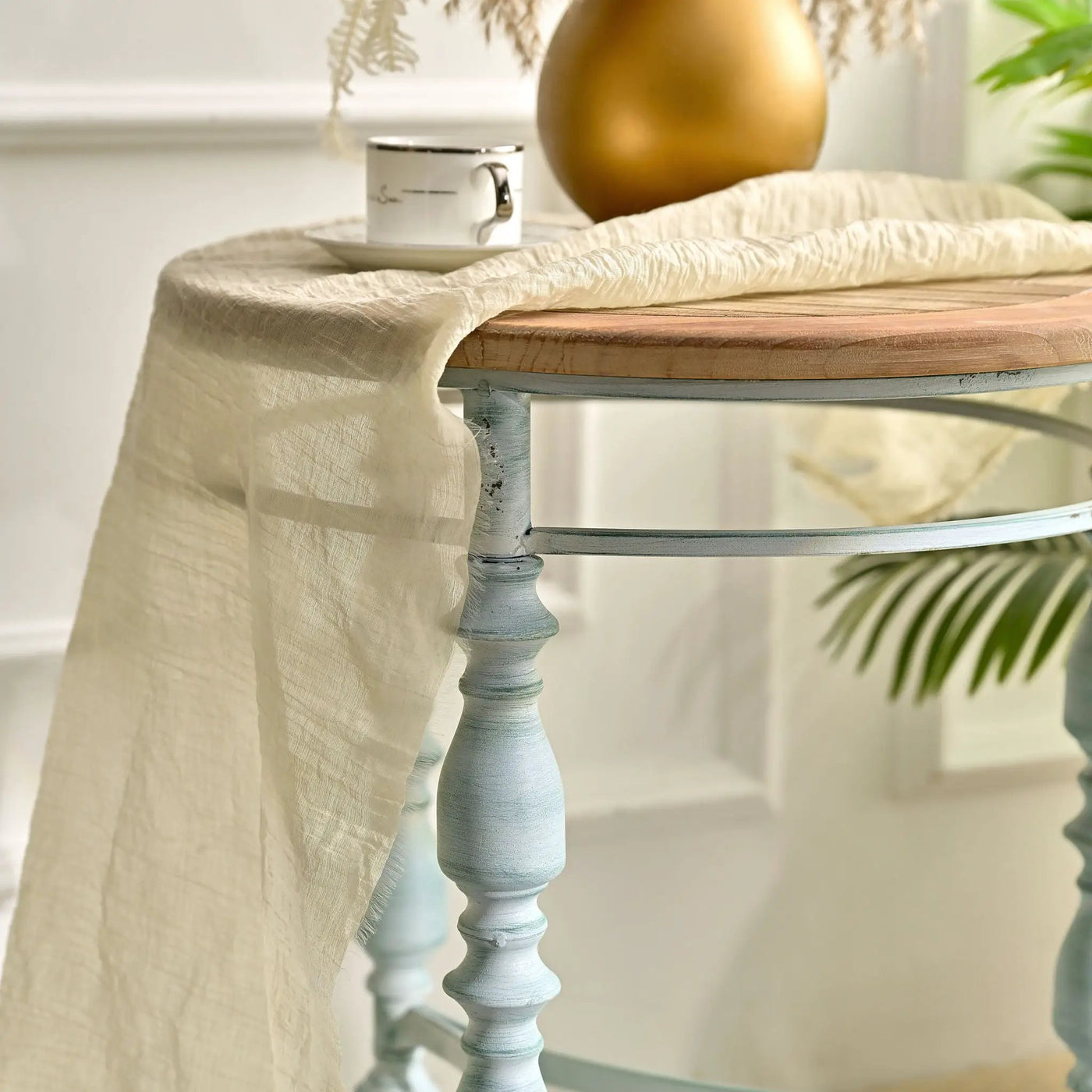 Round Top Carved Table For Living Room by HouseOfZazla
