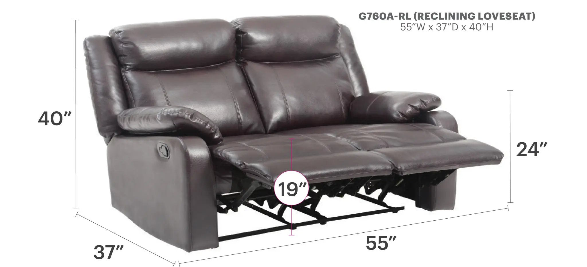 Ward - Stylish Reclining Loveseat For Two by Unique Piece Furniture