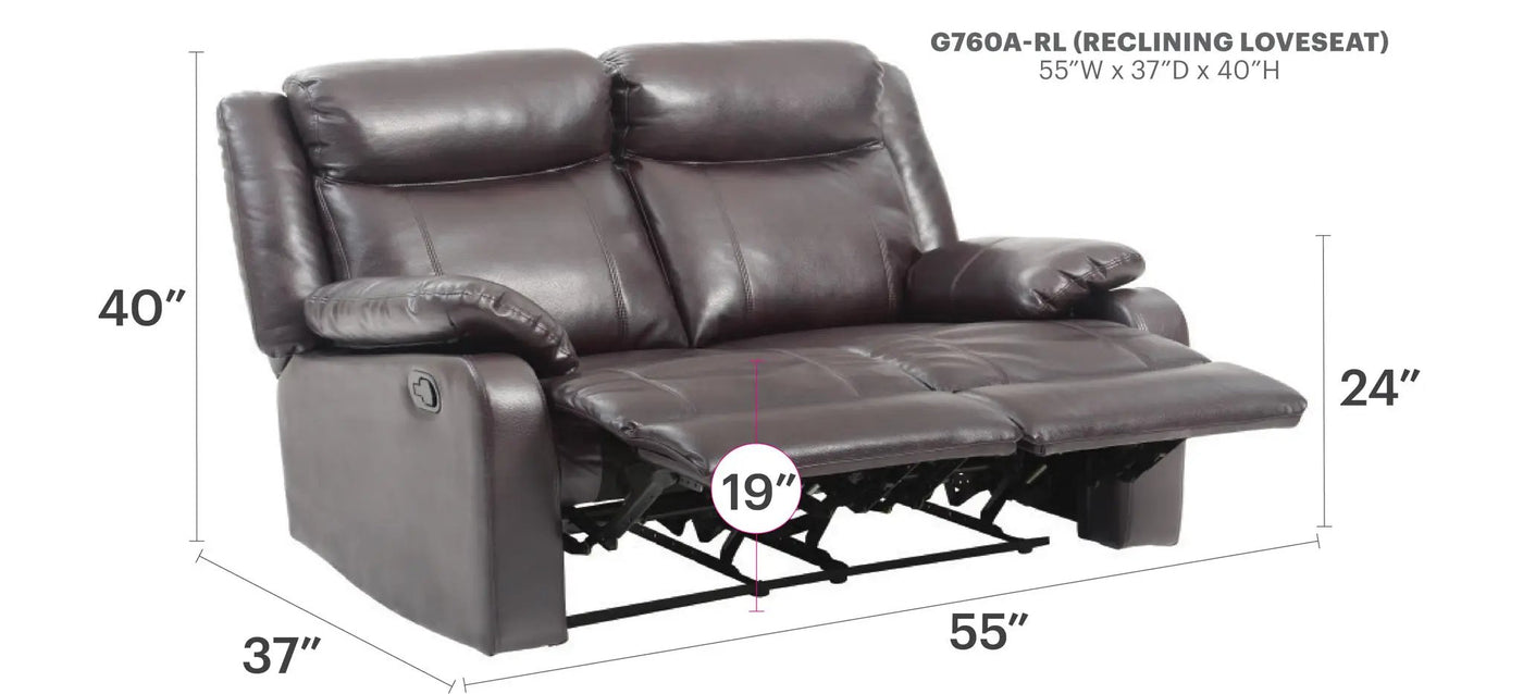 Ward - Stylish Reclining Loveseat For Two by HouseOfZazla
