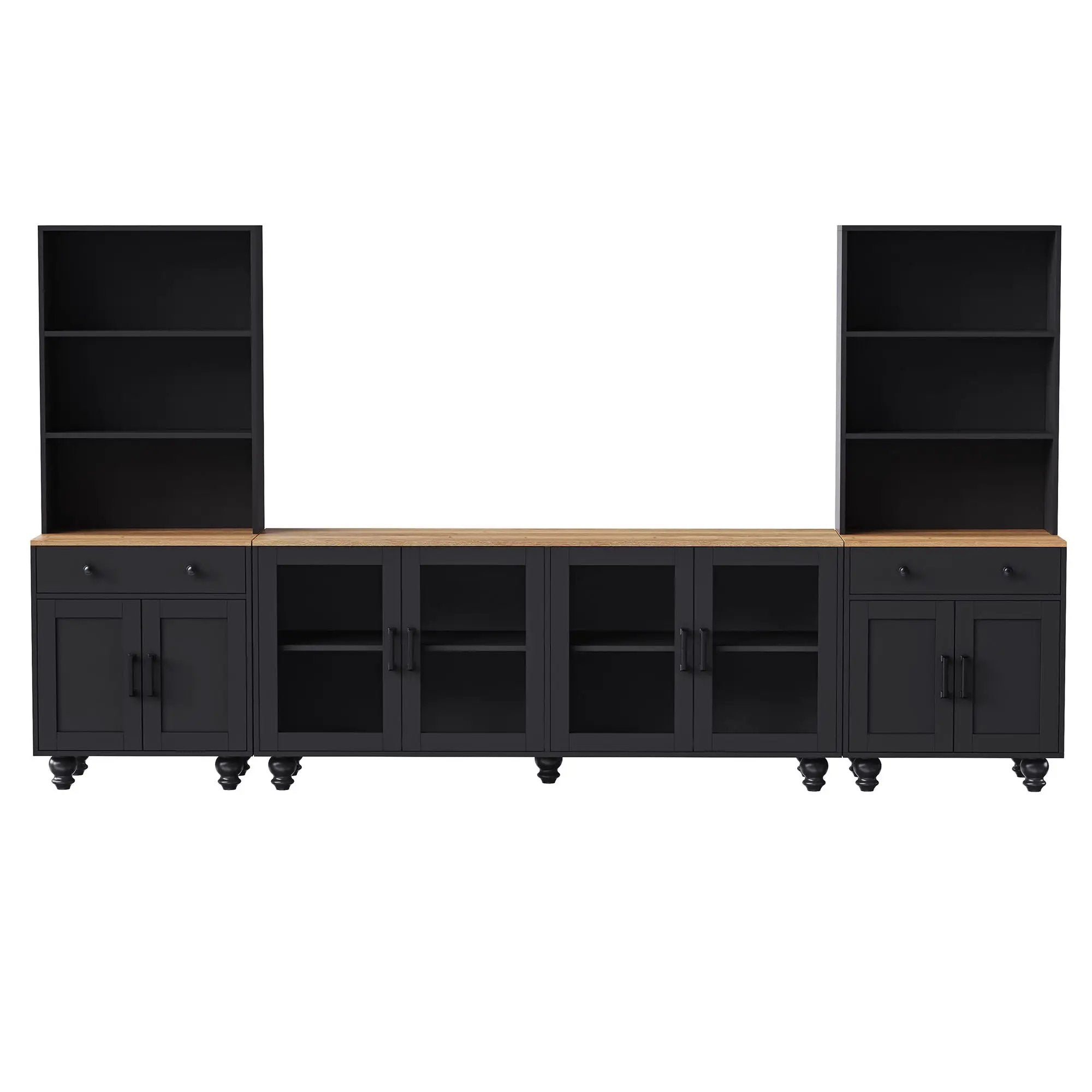 Farmhouse TV Stand With Solid Wood Gourd Shaped Legs For TVs Up To 70" by HouseOfZazla