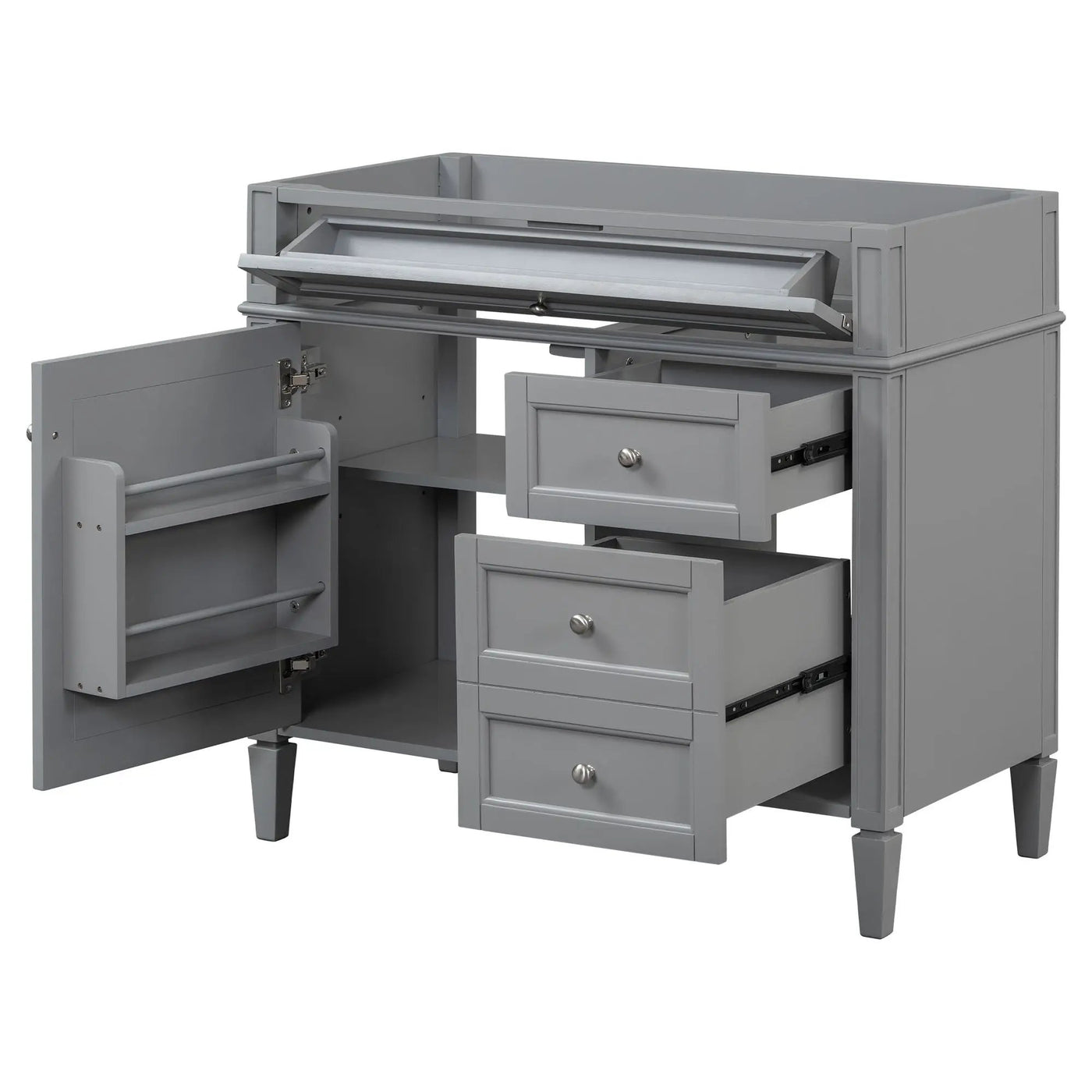 Bathroom Vanity With 2 Drawers And Tip-Out Drawer, Storage Cabinet by Unique Piece Furniture