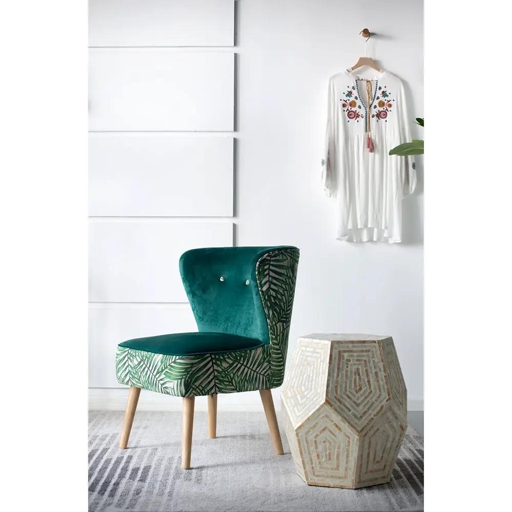 18x18x21 Hexagonal Capes Capiz Stool Cream/Yellow by HouseOfZazla