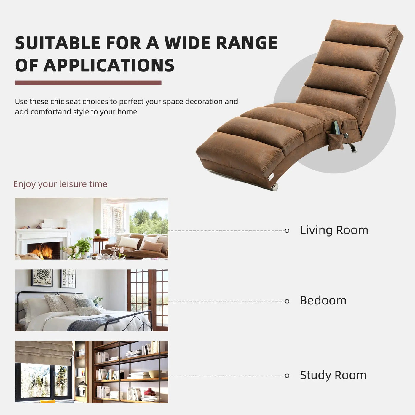 Massage Chaise Lounge Indoor With Remote Control, Ergonomic Electric Massage Lounger by Unique Piece Furniture
