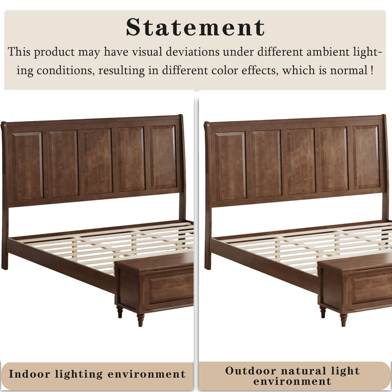 Sleigh Bed Frame With Tall Headboard And Storage Bench by HouseOfZazla