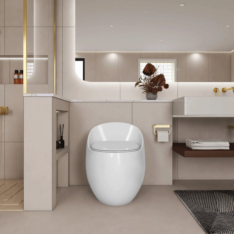 Modern Egg Shape Toilet 1.28 Gpf Single Flush Ceramic by HouseOfZazla