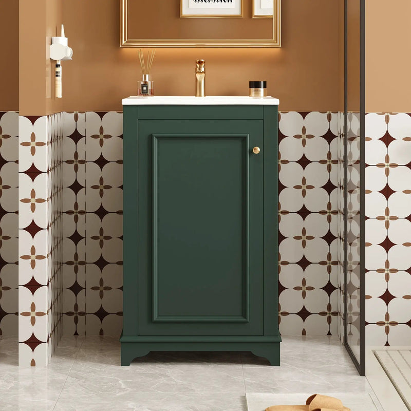Bathroom Vanity With Sink, Freestanding Single Cabinet Set, Soft Close Door, Adjustable Shelf by Unique Piece Furniture