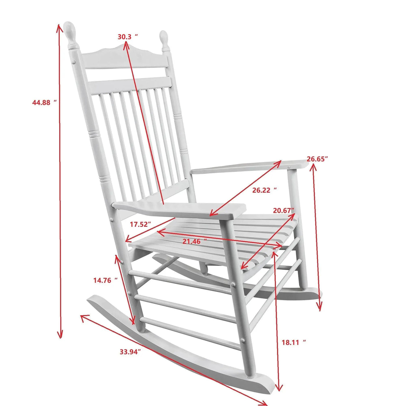 Balcony Porch Adult Rocking Chair - Wood by HouseOfZazla