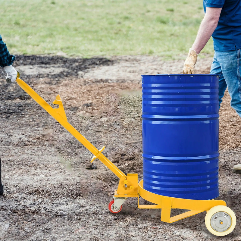 Steel Drum Dolly 55 Gallon Capacity Oil Barrel Mover With Wheels Low Profile Caddy - Yellow by HouseOfZazla