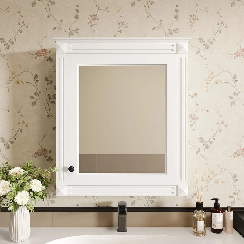 Wall Mounted Bathroom Storage Cabinet With Mirror, Medicine Cabinet With Height Adjustable Shelf by Unique Piece Furniture
