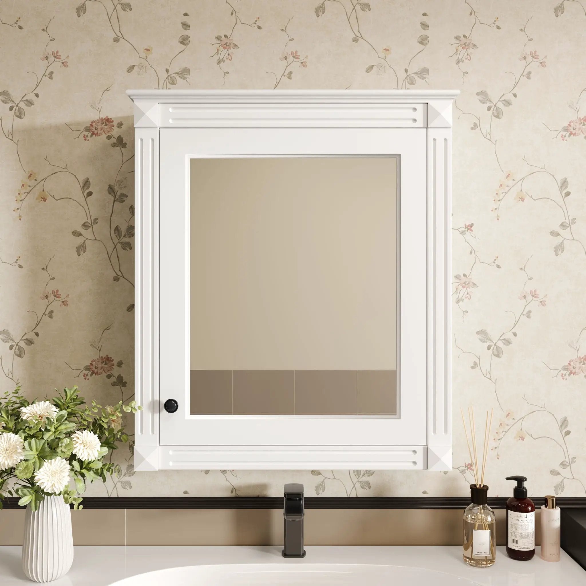 Wall Mounted Bathroom Storage Cabinet With Mirror, Medicine Cabinet With Height Adjustable Shelf by HouseOfZazla