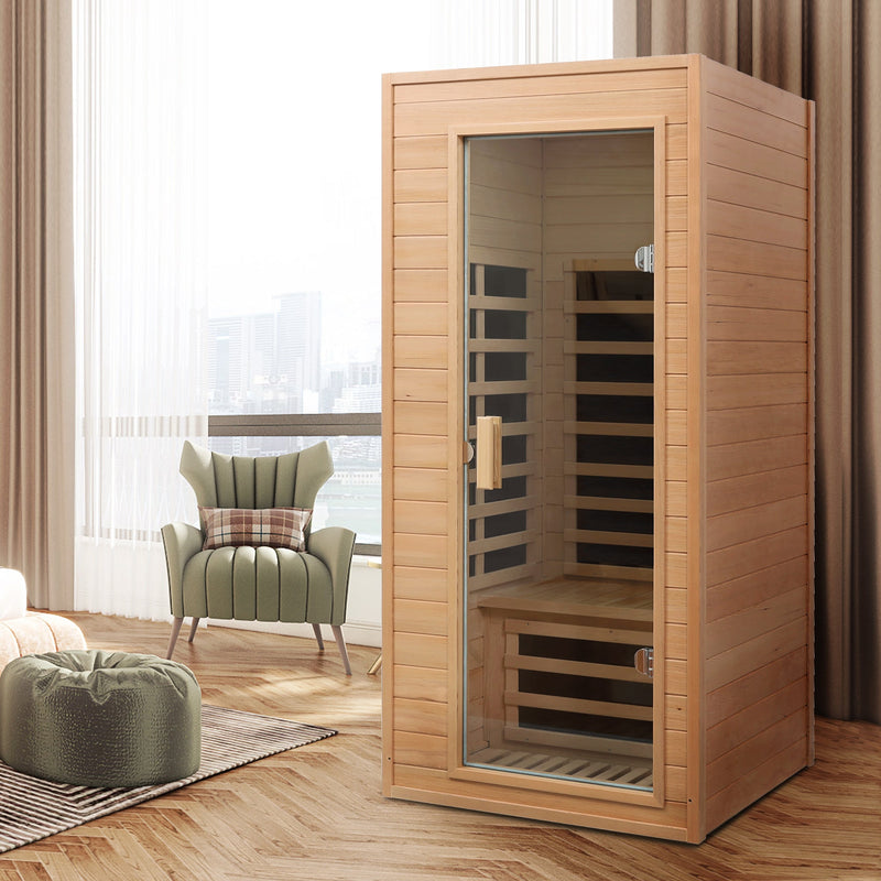 Hemlock Infrared Sauna with Bluetooth & LED Lighting - Natural Wood, photo 8 of 9